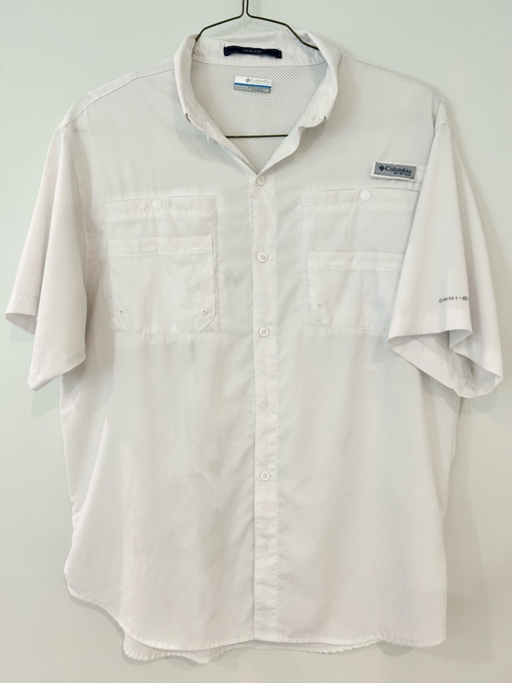 Columbia PFG Men’s Short-Sleeve Button-Down Shirt - White - Size Large